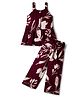 CrayonFlakes Rayon Woven Sleeveless Floral Printed Coordinating Top & Pant Set  - Burgundy