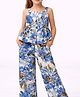 CrayonFlakes Rayon Woven Sleeveless Floral Printed Coordinating Top & Palazzo Set - Off White