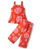CrayonFlakes Rayon Woven Floral Printed Coordinating Top & Pants Set - Orange