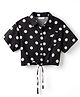 CrayonFlakes Rayon Woven Half Sleeves Polka Dots Printed & Knot Detailed Shirt Style Top - Black