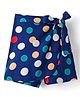 CrayonFlakes Rayon Woven Polka Dots Printed Bow Applique Detailed Skort - Navy Blue