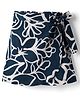 CrayonFlakes Rayon Woven Floral Printed Bow Applique Detailed Skort - Navy Blue