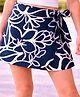 CrayonFlakes Rayon Woven Floral Printed Bow Applique Detailed Skort - Navy Blue