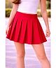CrayonFlakes Knit Solid Pleated Skirt - Red