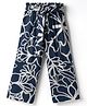 CrayonFlakes Rayon Woven Floral Printed Palazzo - Navy Blue