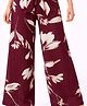CrayonFlakes Rayon Woven Floral Printed Palazzo - Wine