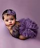 Babymoon Baby Fluffy Romper with Hairband Baby Gift Set Baby Photoshoot Props Set of 2 0-1 Month-Purple