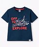 Teddy Sinker Knit Half Sleeves T-Shirt With Graphic Print - Blue