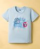 Teddy Sinker Knit Half Sleeves T-Shirt With Graphic Print - Blue