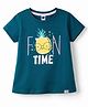 Teddy Cotton Knit T-Shirt Half Sleeves Round Neck Teal Blue 3-4 Years