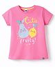 Teddy Sinker Knit Half Sleeves T-Shirts With Fruits Print - Pink