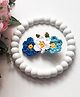 Bobbles & Scallops Crochet Floral Applique Detailed Hair Clip - Blue