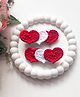 Bobbles & Scallops Crochet Heart Applique Detailed Alligator Hair Clips -  Dark Pink & White