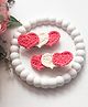 Bobbles & Scallops Crochet Heart Applique Detailed Alligator Hair Clips - Pink & Cream