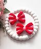 Bobbles & Scallops Crocheted Colour Blocked Bow Applique Detailed Alligator Hair Clips - Red & Pink