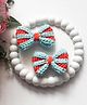 Bobbles & Scallops Crocheted Colour Blocked Bow Applique Detailed Alligator Hair Clips - Mint Green & Orange