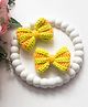 Bobbles & Scallops Crocheted Colour Blocked Bow Applique Detailed Alligator Hair Clips -  Green & Yellow
