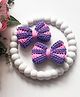 Bobbles & Scallops Colour Blocked  Crocheted Bow Applique Detailed Alligator Hair Clips - Purple & Pink