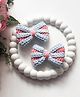 Bobbles & Scallops Colour Blocked  Crocheted Bow Applique Detailed Alligator Hair Clips - Light Blue & Peach