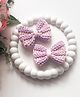 Bobbles & Scallops Colour Blocked  Crocheted Bow Applique Detailed Alligator Hair Clips - Light Purple & Light pink