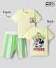 Bonfino Disney Single Jersey Knit Half Sleeves T-Shirt & Striped Shorts With Front & Back Minnie Mouse Graphics - Multicolor