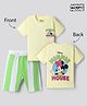 Bonfino Disney Single Jersey Knit Half Sleeves T-Shirt & Striped Shorts With Front & Back Minnie Mouse Graphics - Multicolor