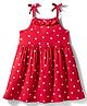 Doodle Poodle 100% Cotton Single Jersey Knit Sleeveless Frock With Polka Dot Print - Red