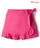Honeyhap Premium 100% Cotton Knit Above Knee Length Solid Color Skort with Bow Applique - Hot Pink