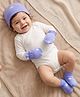 Babyhug 100% Cotton Interlock Knit Star Printed Cap Mittens & Booties Set Lilac - Diameter 10 cm