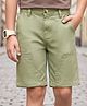 Arias Cotton Twill Elastane Woven Knee Length Solid Shorts with Patch Pockets - Cream