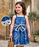 Kookie Kids Satin Woven Sleeveless Frock With Floral Print & Belt - Multicolor