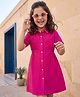 Kookie Kids Poplin Woven Sleeveless Floral Printed A Line Tiered Frock - Pink
