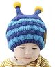Flaunt Chic Woollen Blend Knit Striped Cap - Blue - Circumference - 42 Cm
