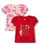 Doodle Poodle Single Jersey Knit Half Sleeves Tops With Floral Print Pack of 2 - Red & Pink