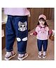POP STREET KIDS Cotton Blend Woven Cat Face Patch Back Detailed Jeans - Blue