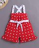 BUMZEE Cotton Woven Sleeveless Above Knee Length Polka Dots & Floral Printed Jumpsuit With Attached Belt - Red