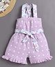 BUMZEE Cotton Woven Sleeveless Above Knee Length  Polka Dots & Floral Printed Jumpsuit With Attached Belt - Lavender