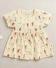 Bumzee Cotton Knit Half  Sleeves Icecream Printed Dress - Cream