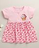 Bumzee Cotton Knit Cap Sleeves Cake & Chocolate Printed Dress - Pink