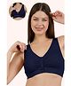 Zelena 92% Modal 8% Elastane Knit Solid Non Padded Maternity Bra With Front Open Nursing Access - Navy Blue