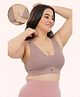 Zelena 92% Cotton 8% Spandex Knit Solid Padded Non Wired Maternity Bra With Front Open Nursing Access - Dark Skin