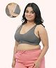 Zelena 92% Cotton 8% Spandex Knit Solid Padded Non Wired Maternity Bra With Front Open Nursing Access - Dark Grey