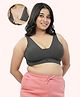 Zelena 97% Cotton 3% Spandex Knit Solid Nursing Feeding Padded Bra - Grey Melang