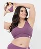 Zelena 97% Cotton 3% Spandex Knit Solid Nursing Feeding Padded Bra - Purple