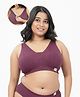 Zelena 97% Cotton 3% Spandex Knit Solid Nursing Feeding Padded Bra - Aubergine