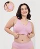 Zelena 97% Cotton 3% Spandex Knit Solid Nursing Feeding Padded Bra - Pink