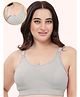 Zelena 95% Cotton 5% Spandex Knit Solid Maternity Bra With Front Open Nursing Access - Grey Melange