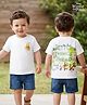 Babyoye Disney Light Terry Knit Half Sleeves T-Shirt with Front & Back Winnie the Pooh Graphic - White