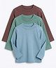 Cocoon Care Bamboo Knit Pack Of 3 Full Sleeves Solid Tees - Multi Colour