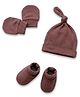 Cocoon Care Bamboo Knit Solid Cap Mittens & Socks Set - Burgundy